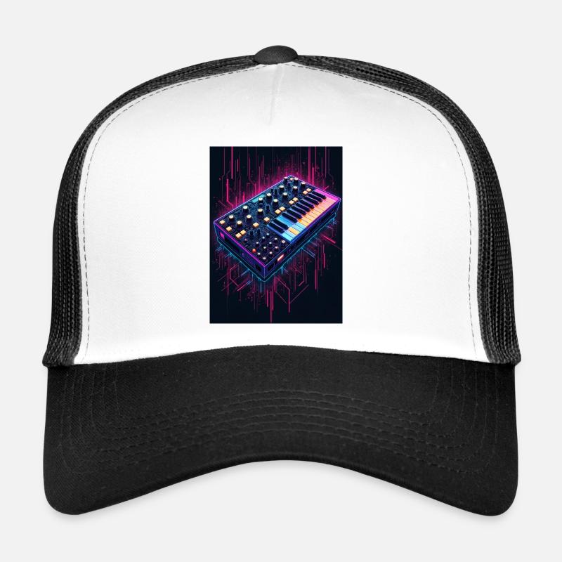 Conception futuriste d’un synthétiseur - Casquette trucker - blanc/noir