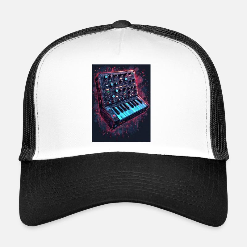 Digital Synthesizer Kunstdesign - Trucker Cap - Weiß/Schwarz