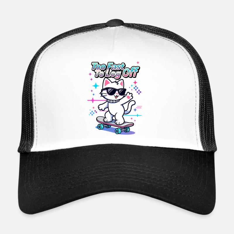 🐱 Chat patineur avec des lunettes - Trop rapide pour se déconnecter Casquette trucker 