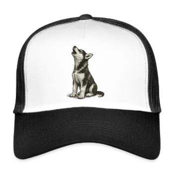 "Little Snowflake" - Puppy Siberian Husky - Trucker Cap - white/black - Front