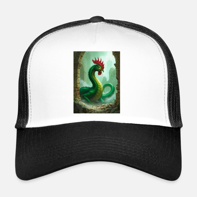 Basilisk with rooster head and deadly petrifying Trucker Cap
