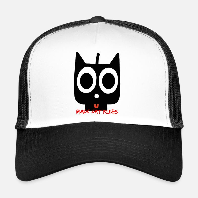 schwarze Katze - Trucker Cap - Weiß/Schwarz