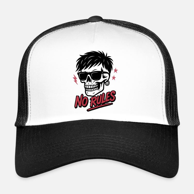 Crâne énervé avec lunettes de soleil et texte sans règles Casquette trucker 
