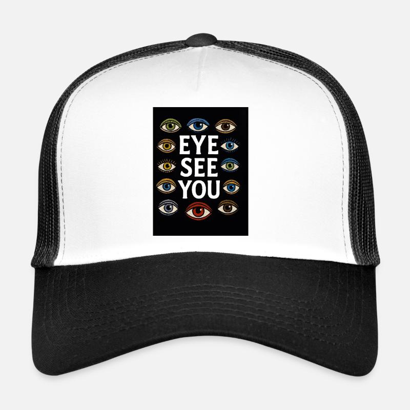 Massacre des yeux avec des yeux et du texte multicolores Casquette trucker 