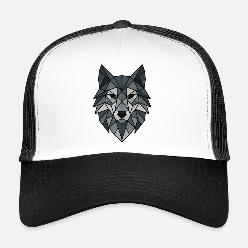 Geometric Wolf Portrait for Apparel - Trucker Cap - white/black