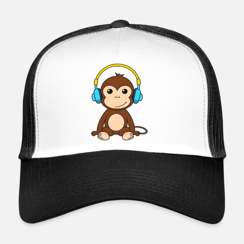 Cute Monkey with Headphones Design Trucker Cap