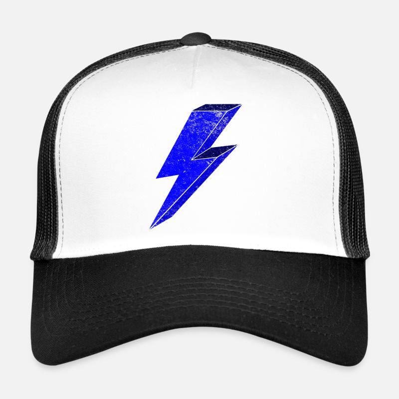 Conception d’éclairs bleus pour une 3D dynamique - Casquette trucker  - blanc/noir