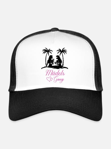 Lettrage de gang de filles avec des cœurs - Casquette trucker  - blanc/noir - Devant
