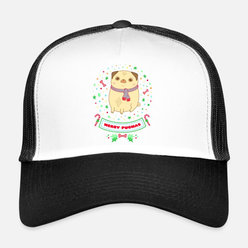 Le mignon carlin de Noël de Merry Pugma - Casquette trucker  - blanc/noir