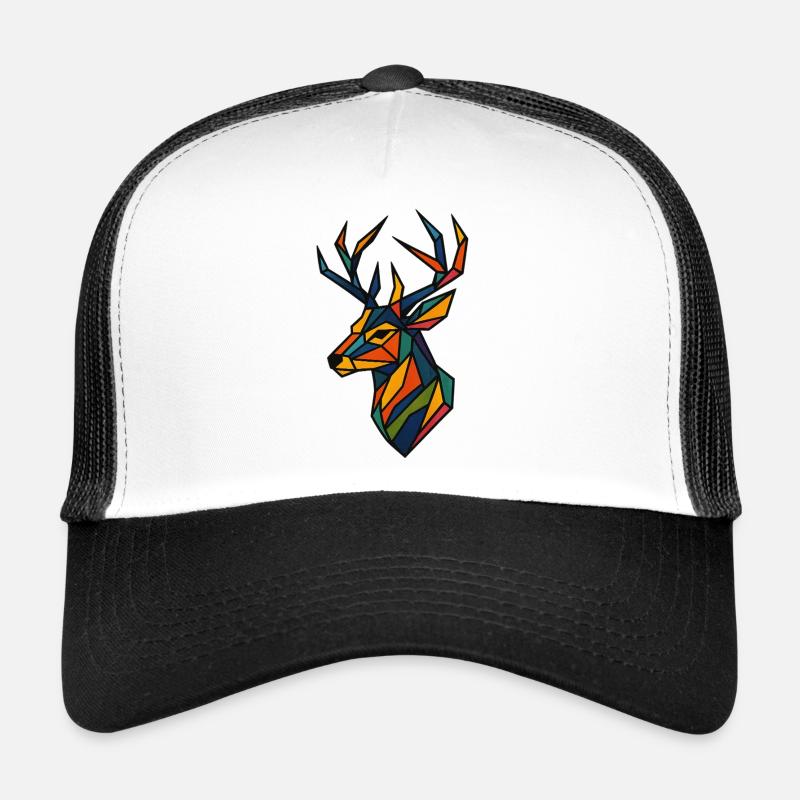 Geometrischer Edelhert Kunstdruck Trucker Cap