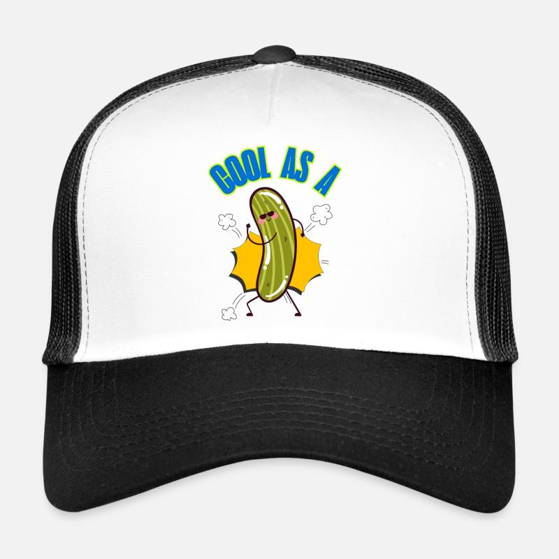 Cool_as_a_Cucumber saying phrases slang idiom - Trucker Cap - white/black