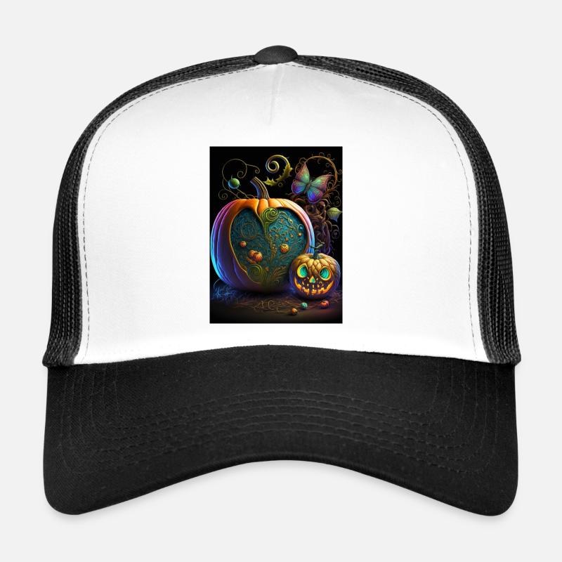 Bright Halloween pumpkins with pattern Trucker Cap