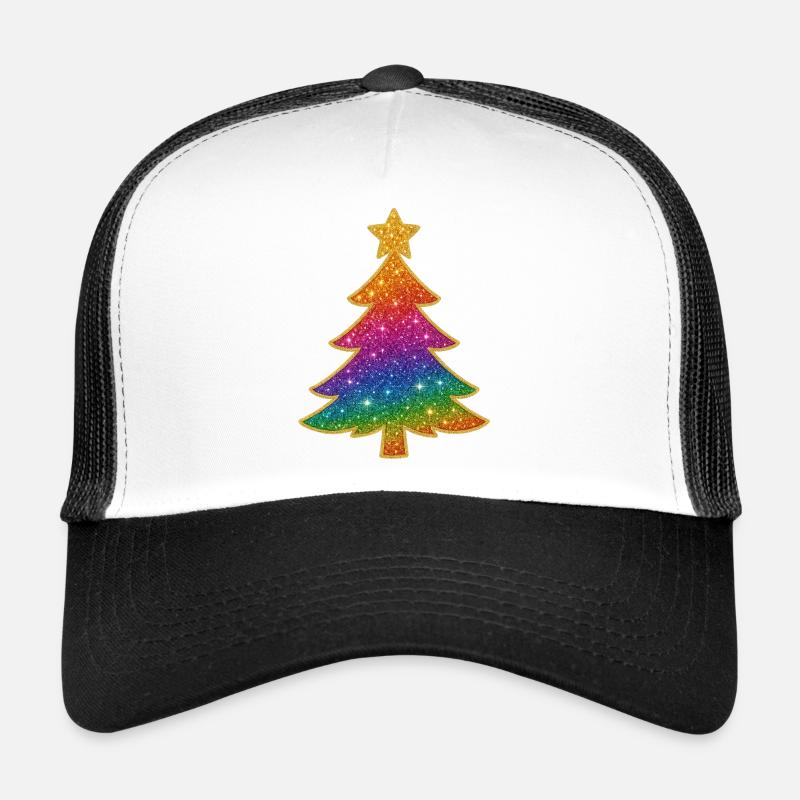 Regenbogen Glitzer Tannenbaum Trucker Cap