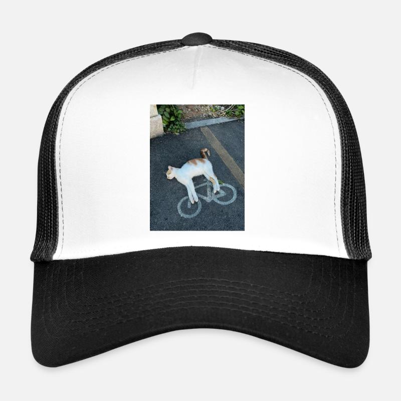 Katze auf dem Radweg - Trucker Cap - Weiß/Schwarz