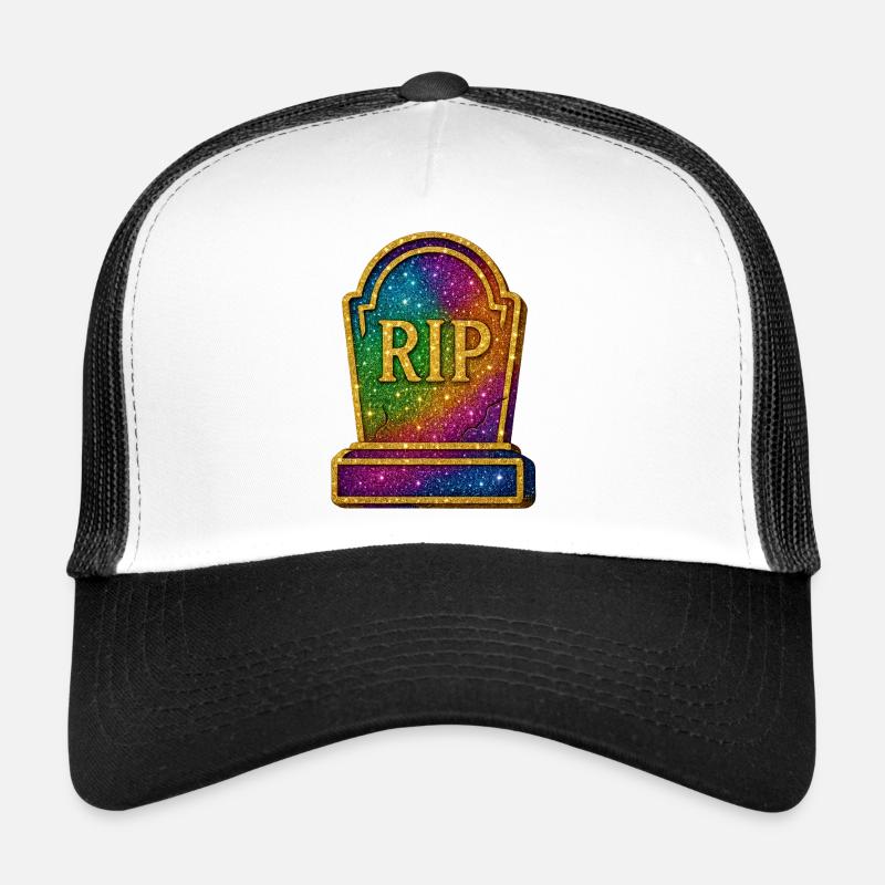 Galactic RIP Tombstone Glitter Trucker Cap