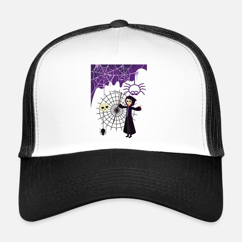 Grim Reaper in the spider's web Trucker Cap