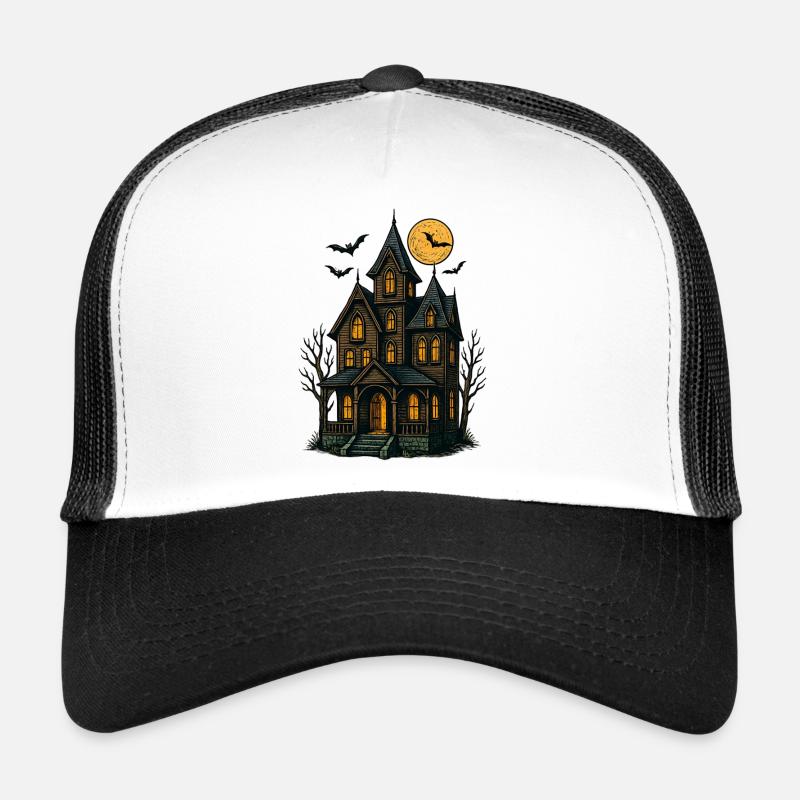 Spooky Haunted House for Halloween Trucker Cap