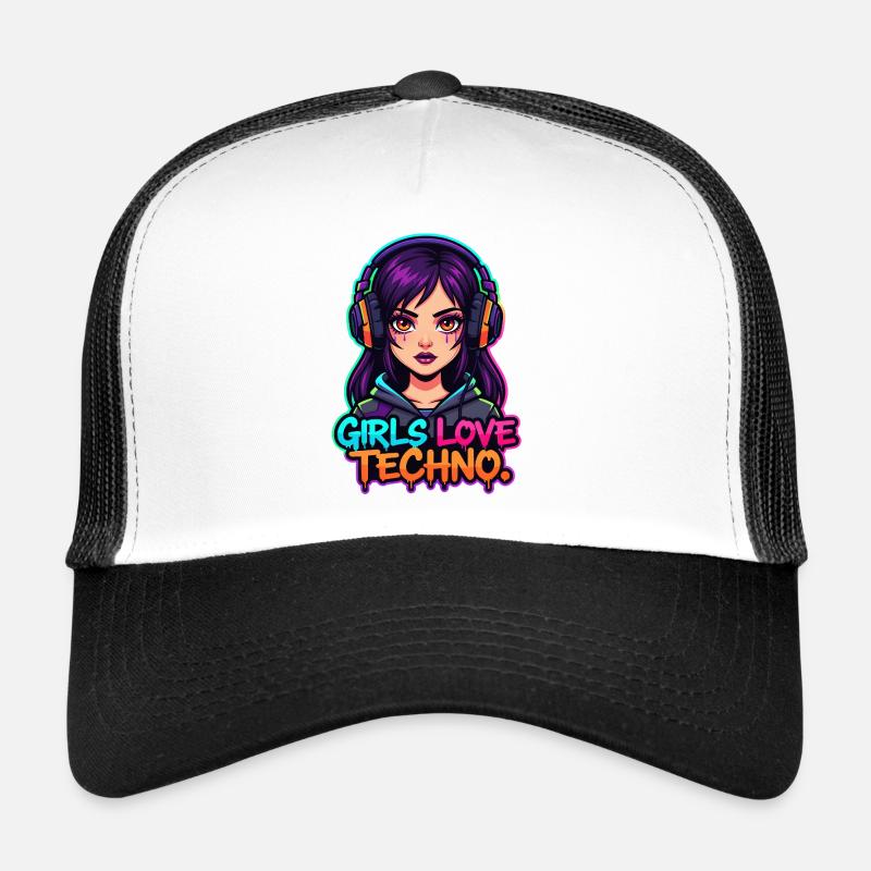 Techno Neon Girl - Trucker Cap - white/black