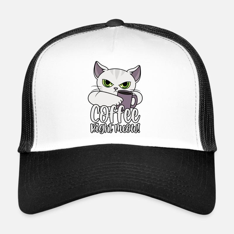 Coffee Right Meow - Mürrische Katze mit Kaffee Trucker Cap
