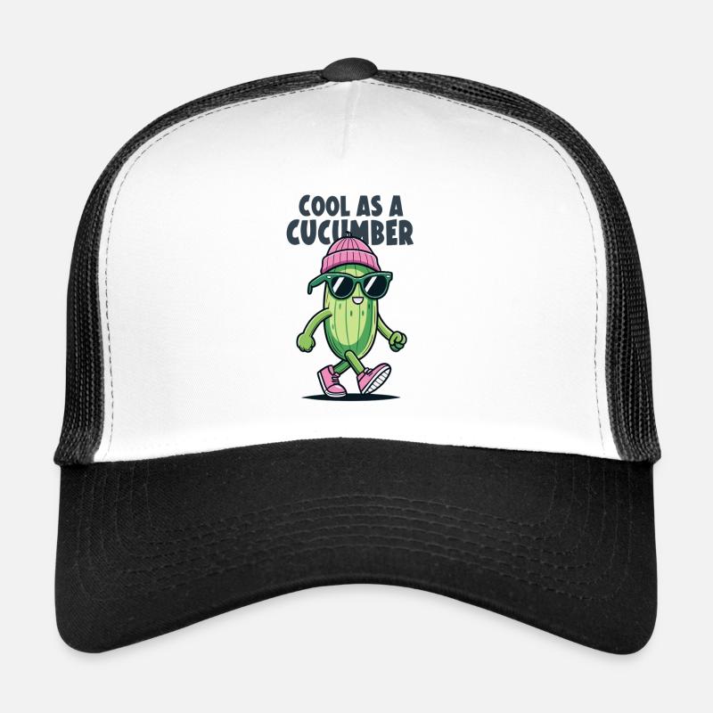 Cool as a Cucumber Cartoon Trucker Cap