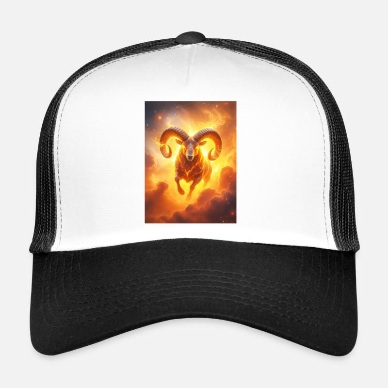 Bélier céleste ardent enflammant la création Casquette trucker 