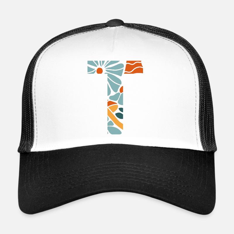 Buchstabe t Blumen groovy Geschenkidee Trucker Cap