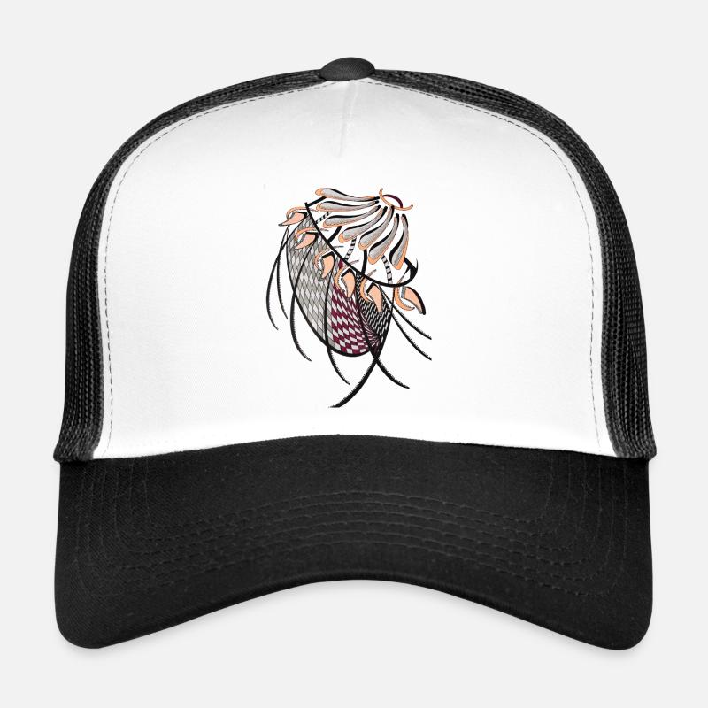 Geometrische Fächerhaarmuster - Trucker Cap - Weiß/Schwarz