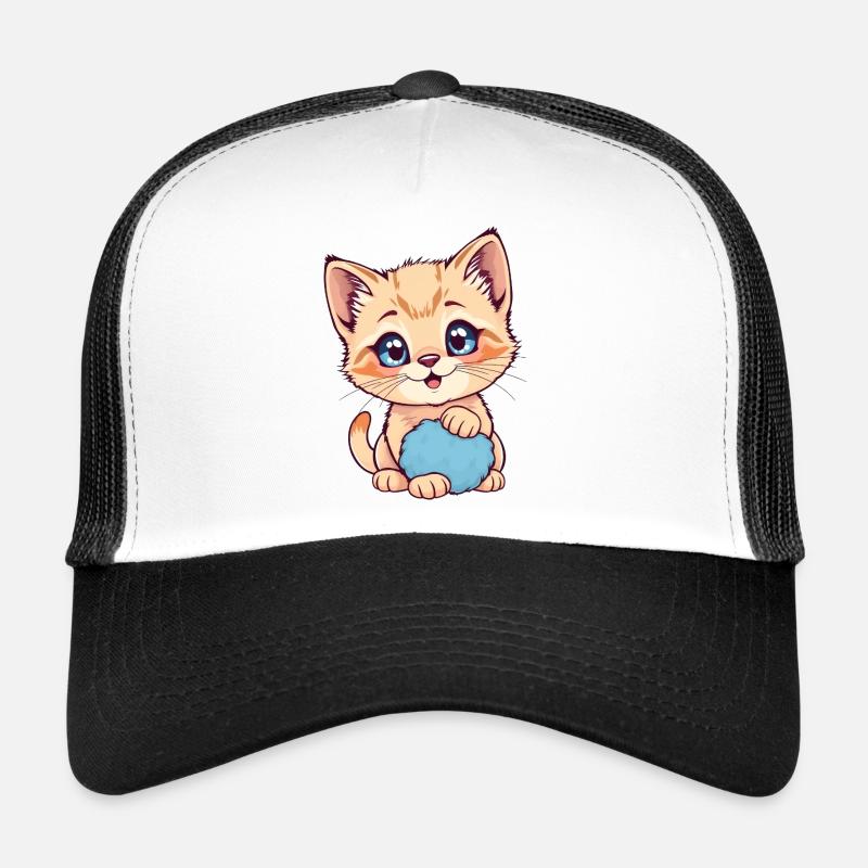 Chaton avec une boule bleue et duveteuse Casquette trucker 