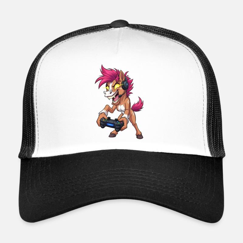 Crazy Neon Pony Gamer avec casque de jeu Casquette trucker 