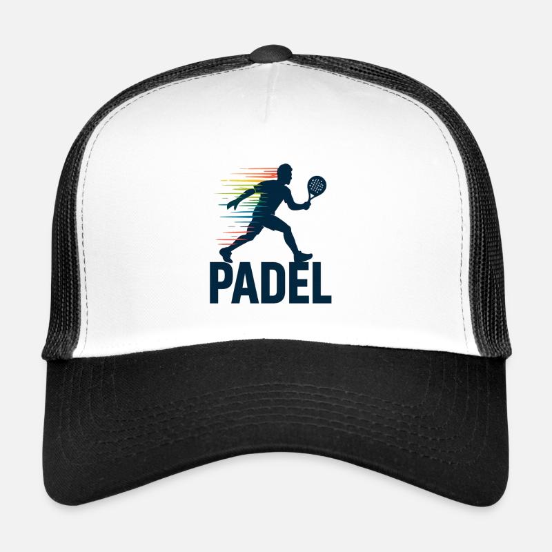 Padel Silhouette im Regenbogen Trucker Cap
