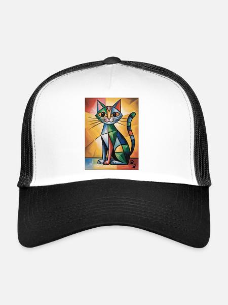 Cat Cubic - Trucker Cap - white/black - Front