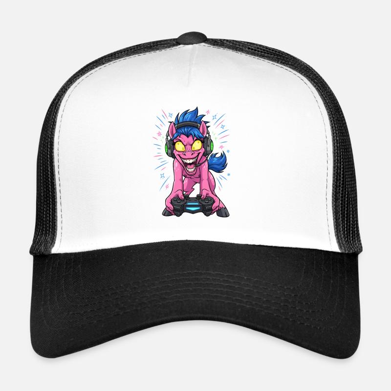 Gamer Pony Neon-Headset mit Blitzfarben Gaming  Trucker Cap