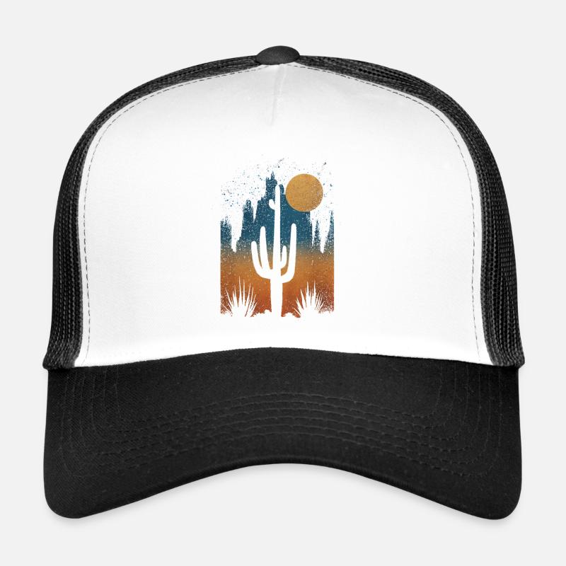 Cactus du désert au coucher du soleil – Look vintage Casquette trucker 