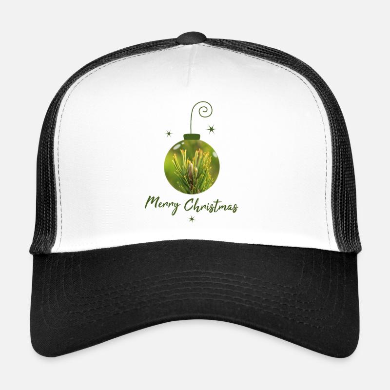 Tanne in Weihnachtskugel Tannenzweig Kugel - Trucker Cap - Weiß/Schwarz