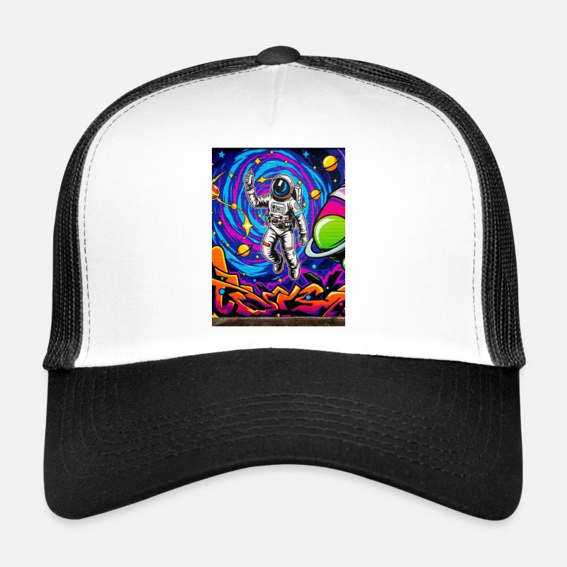Astronaut im Graffiti-Universum - Trucker Cap - Weiß/Schwarz