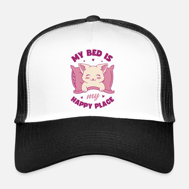 Mon lit est mon endroit heureux Casquette trucker 