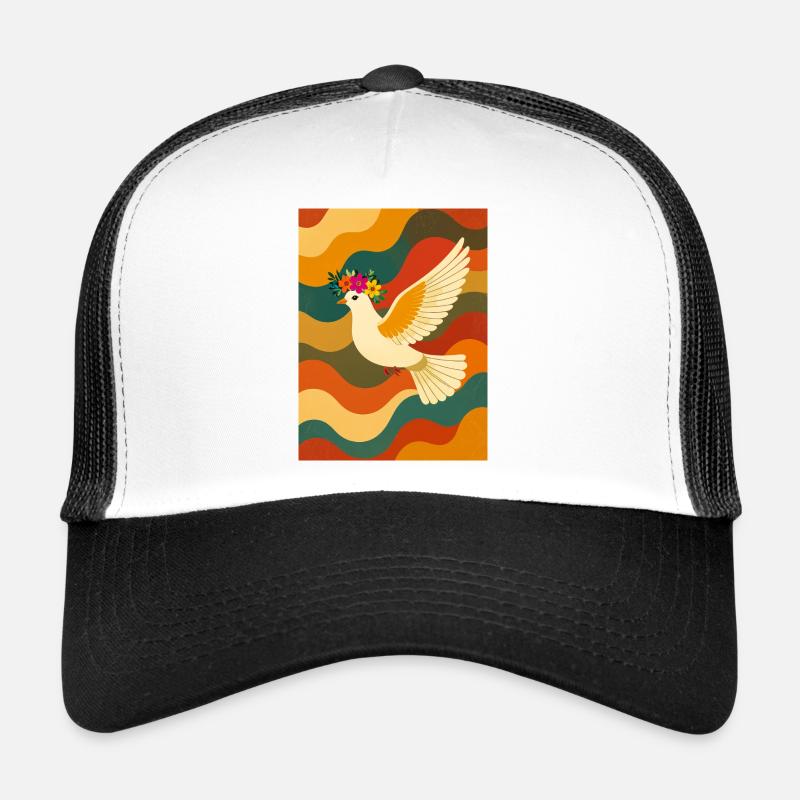 Colombe blanche volant au-dessus des vagues arc-en-ciel Casquette trucker 
