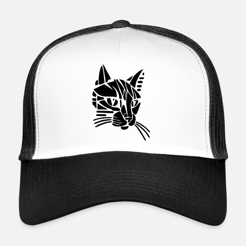 Black Tribal Cat Trucker Cap
