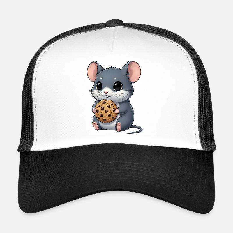 Souris mignonne avec biscuits Cookie Snacking dessin animé Casquette trucker 
