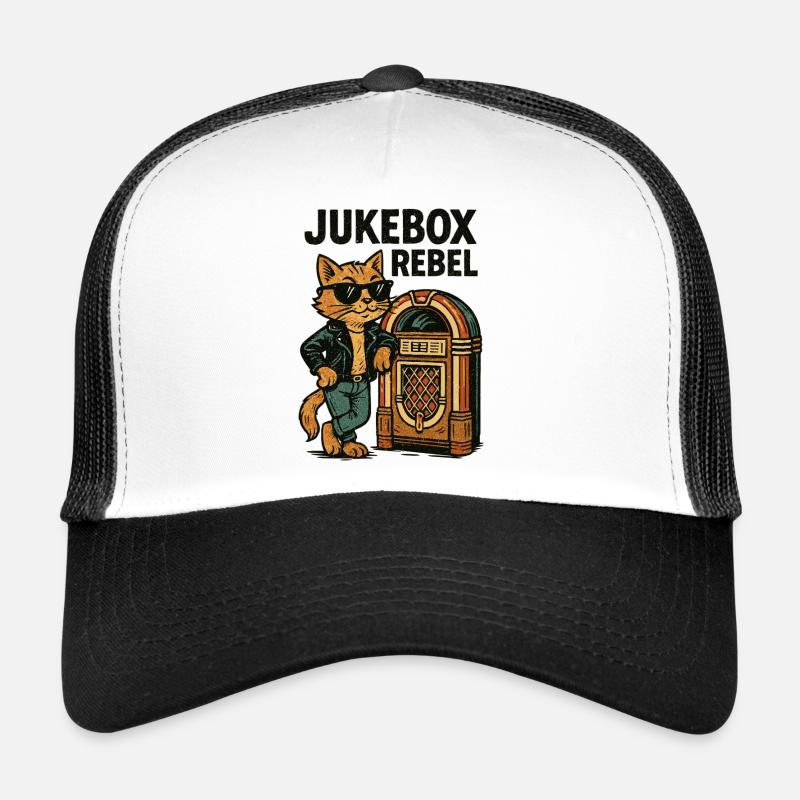 Rockabilly Jukebox Cool Cat Rebel Retro Gift Trucker Cap