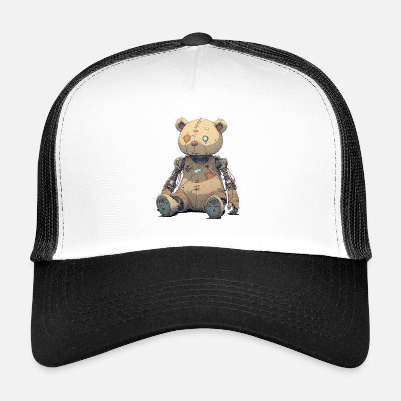 Ours en peluche réparé dans Rusty Robot - Casquette trucker  - blanc/noir