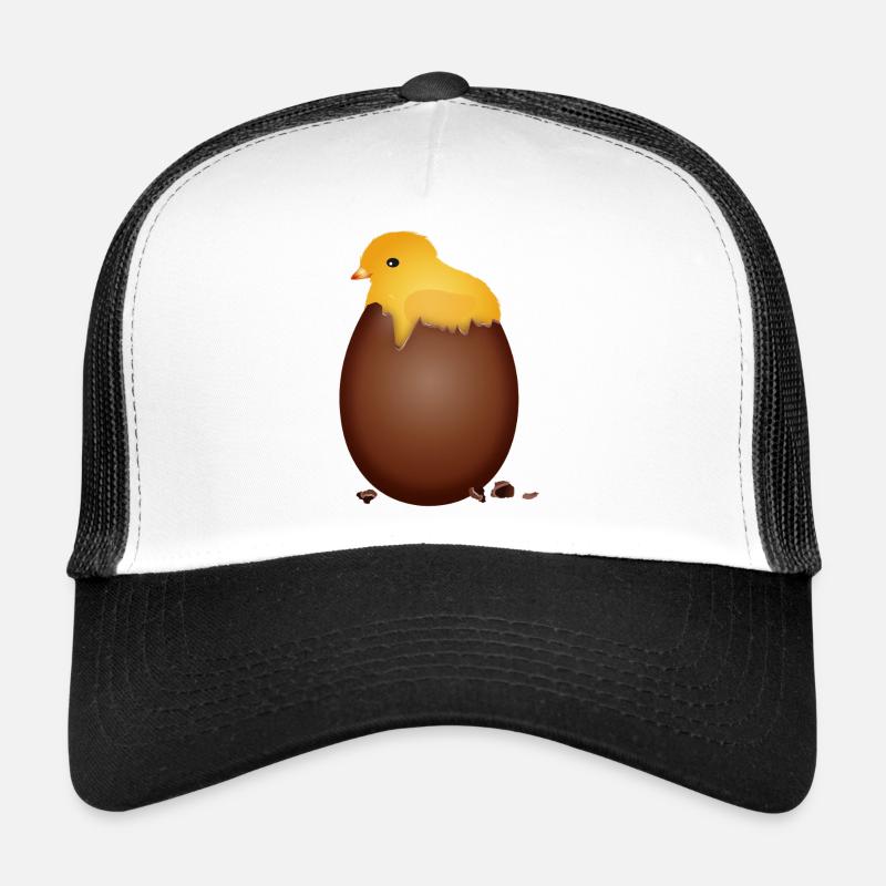 Chocolate Easter Egg with Cute Chick Trucker Cap