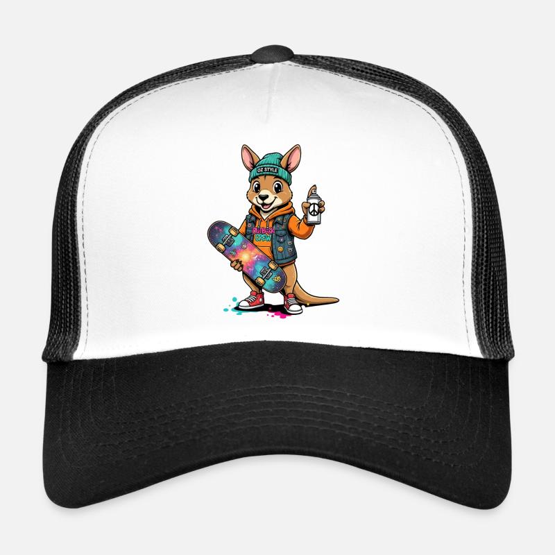 Känguru Sk8 Crew Oz Style - Trucker Cap - Weiß/Schwarz
