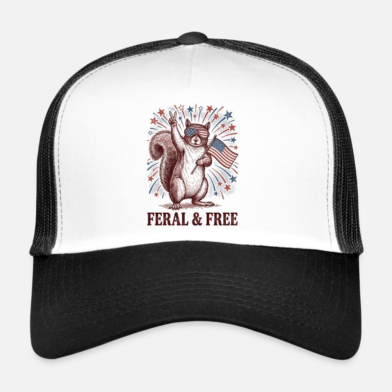 Wildes und freies Eichhörnchen – Lustiges patrioti - Trucker Cap - Weiß/Schwarz