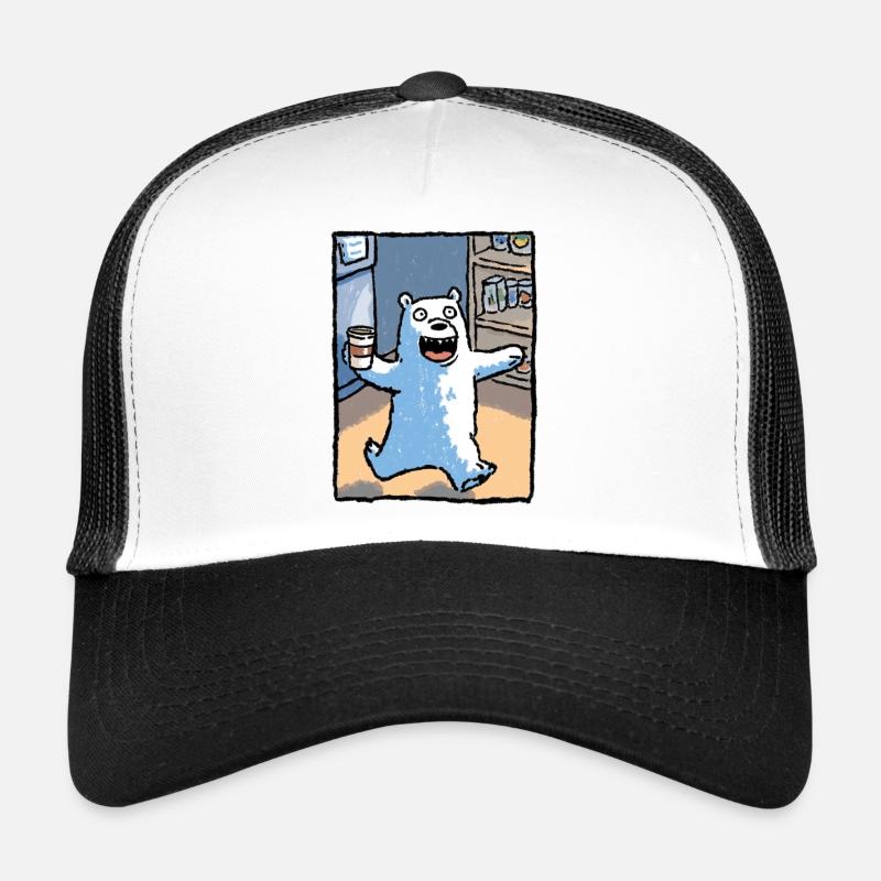 Kaffeebär im Laden - Trucker Cap - Weiß/Schwarz