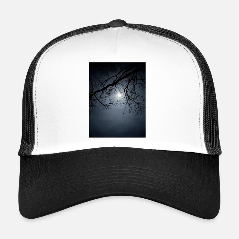 Mondlicht-Silhouette mit Ästen - Trucker Cap - Weiß/Schwarz
