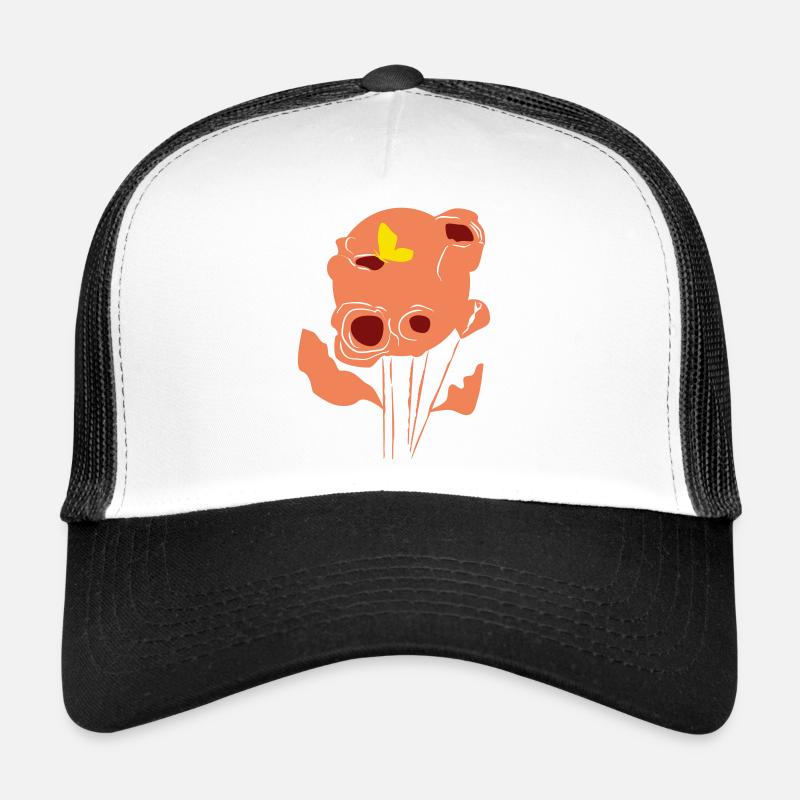 Coquelicot orange avec papillon Casquette trucker 