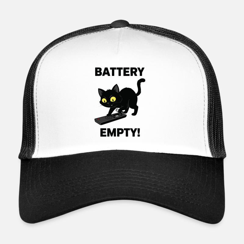 Battery Empty Chat Télécommande Humour Casquette trucker 