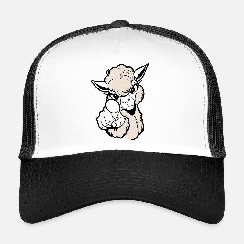 Alpaga espiègle pointant le spectateur Casquette trucker 