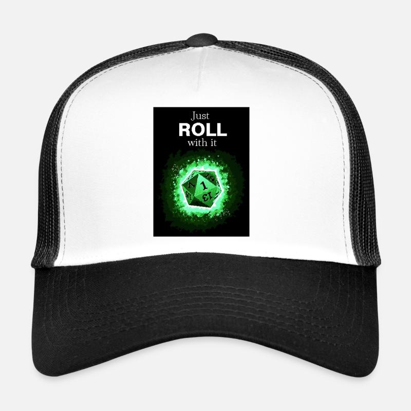 Just Roll With It Retro D20 Green Dice Trucker Cap